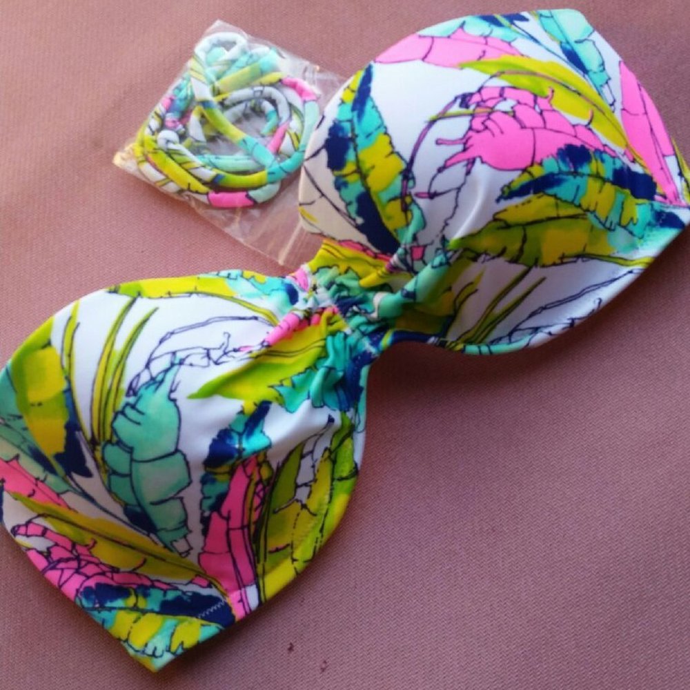New VS Tropical bandeau bikini top 32D